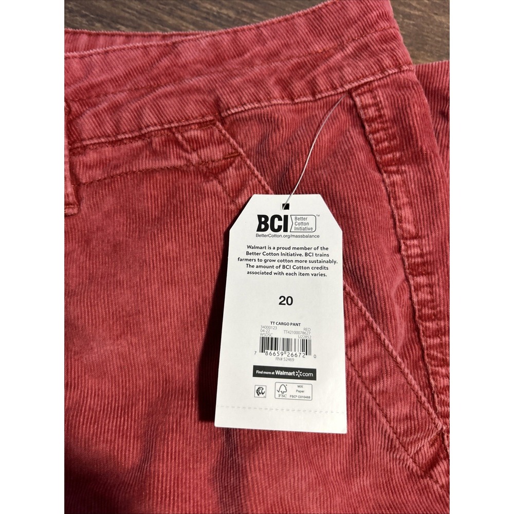 Time And Tru Women's Size 20 Red Corduroy Pants NWT - Picture 6 of 11